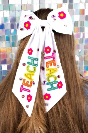 Viola Colorful 'Teach' White Hair Bow Barrette