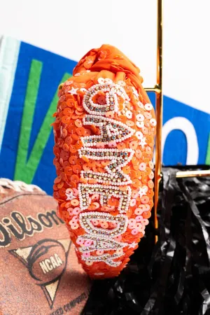 Viola Orange Gameday Seed Bead Sequin Knotted Headband