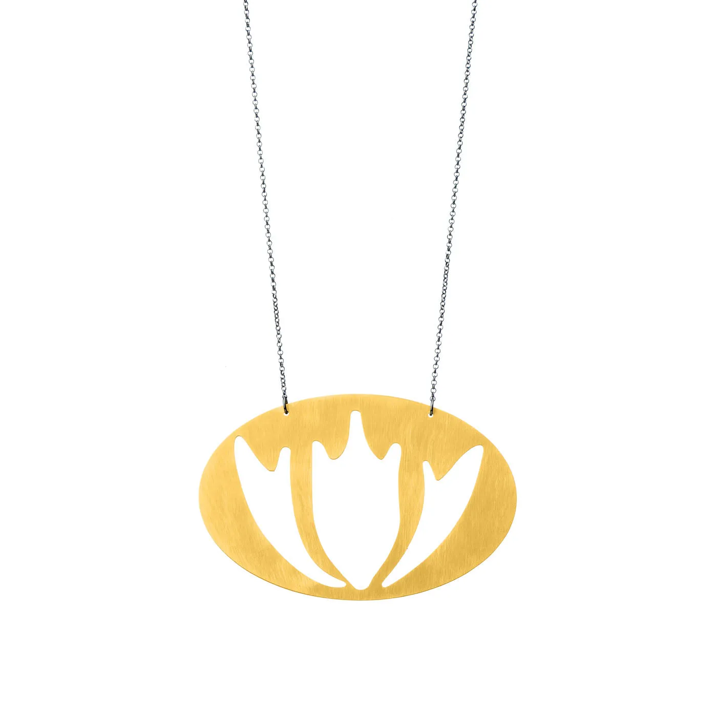 Waterlily - statement necklace - silver 925 - gold plated mat