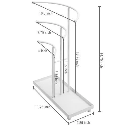 White Metal Curved T-Bar Jewelry Stand with Ring Tray