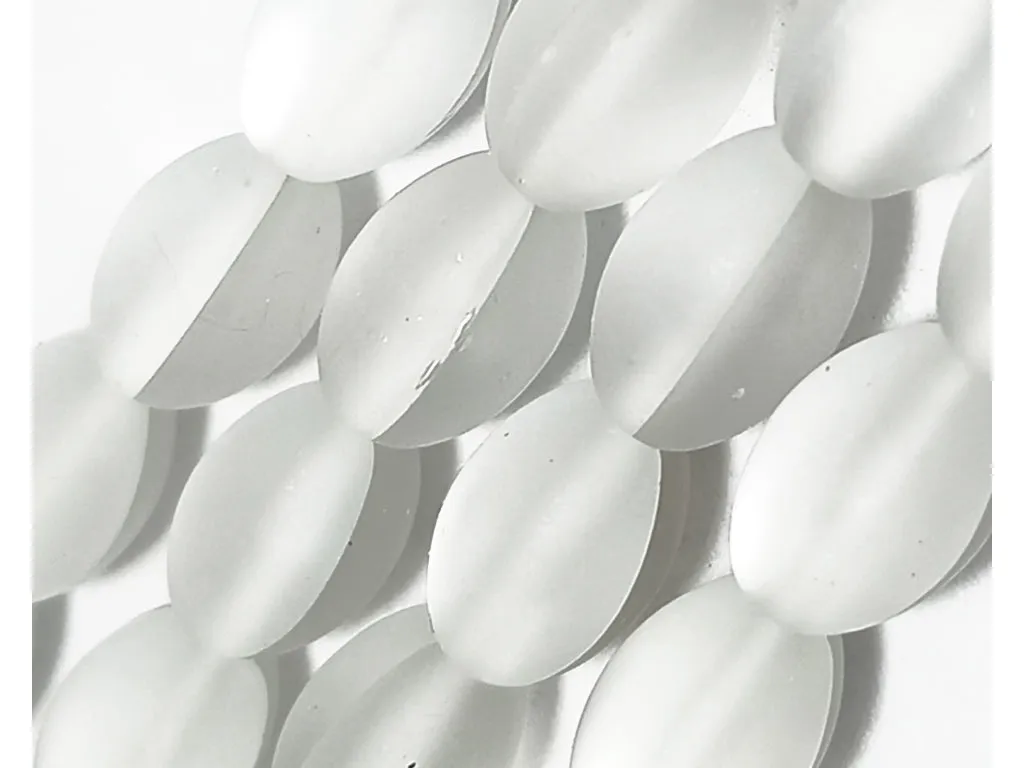 White Oval Natural Aura Glass Beads