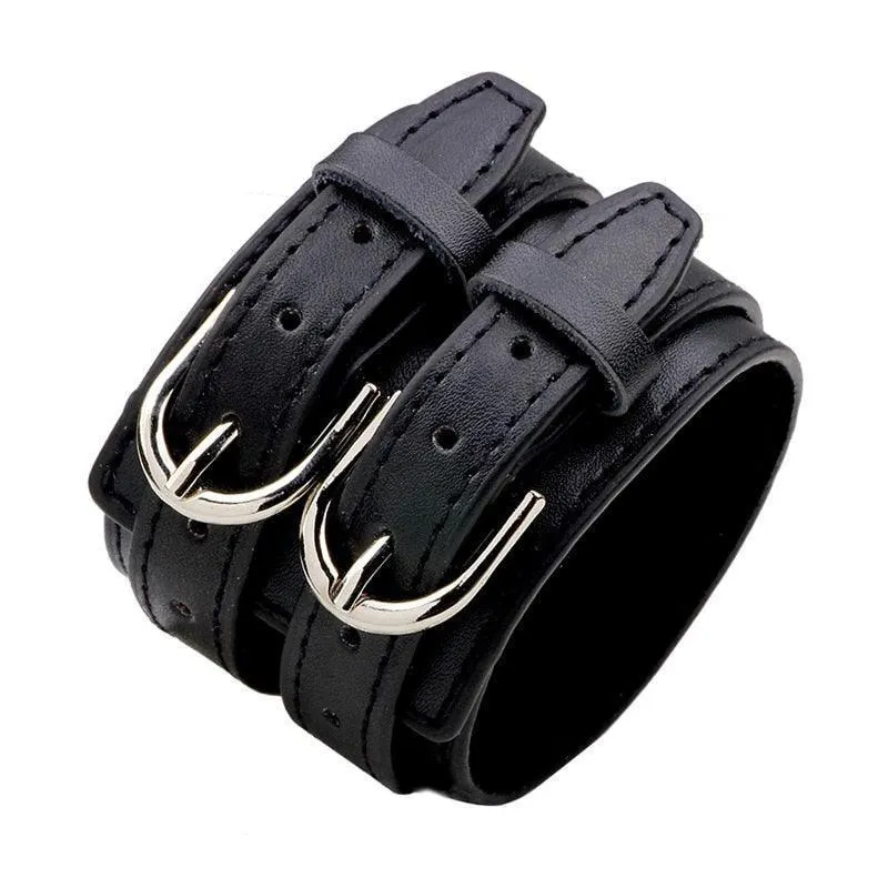 Wide Cuff Punk Bracelets Vintage 3 Layers Black Brown