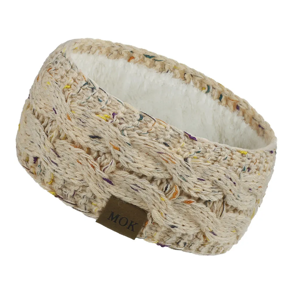 Women Headdress Protected Keep Warm Knitting Handmade Wide Side Fashion Sport Hairband