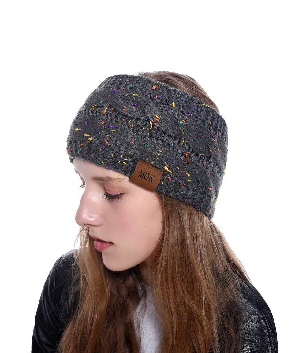 Women Headdress Protected Keep Warm Knitting Handmade Wide Side Fashion Sport Hairband