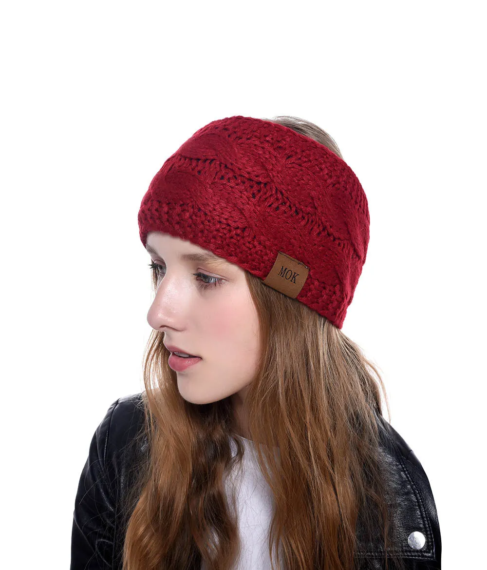 Women Headdress Protected Keep Warm Knitting Handmade Wide Side Fashion Sport Hairband