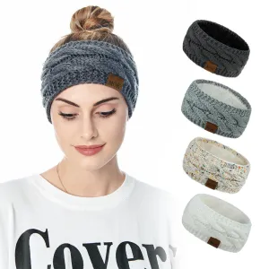 Women Headdress Protected Keep Warm Knitting Handmade Wide Side Fashion Sport Hairband