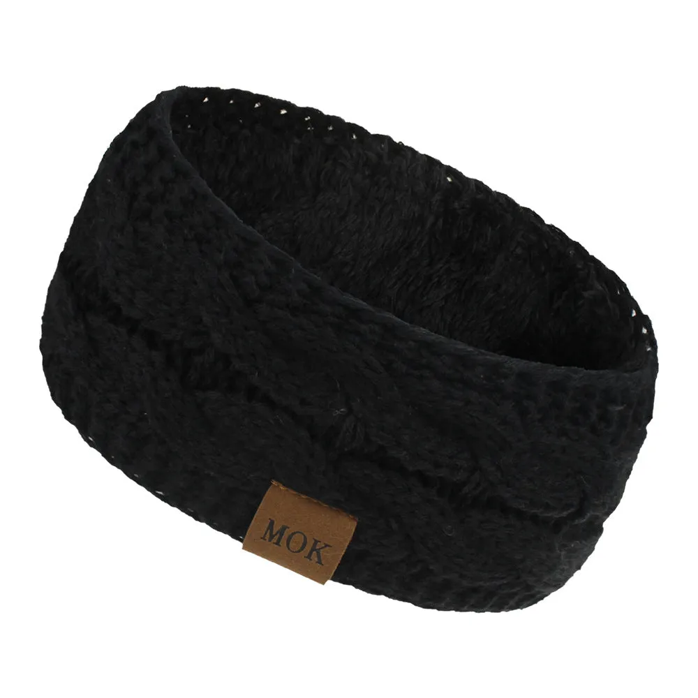 Women Headdress Protected Keep Warm Knitting Handmade Wide Side Fashion Sport Hairband