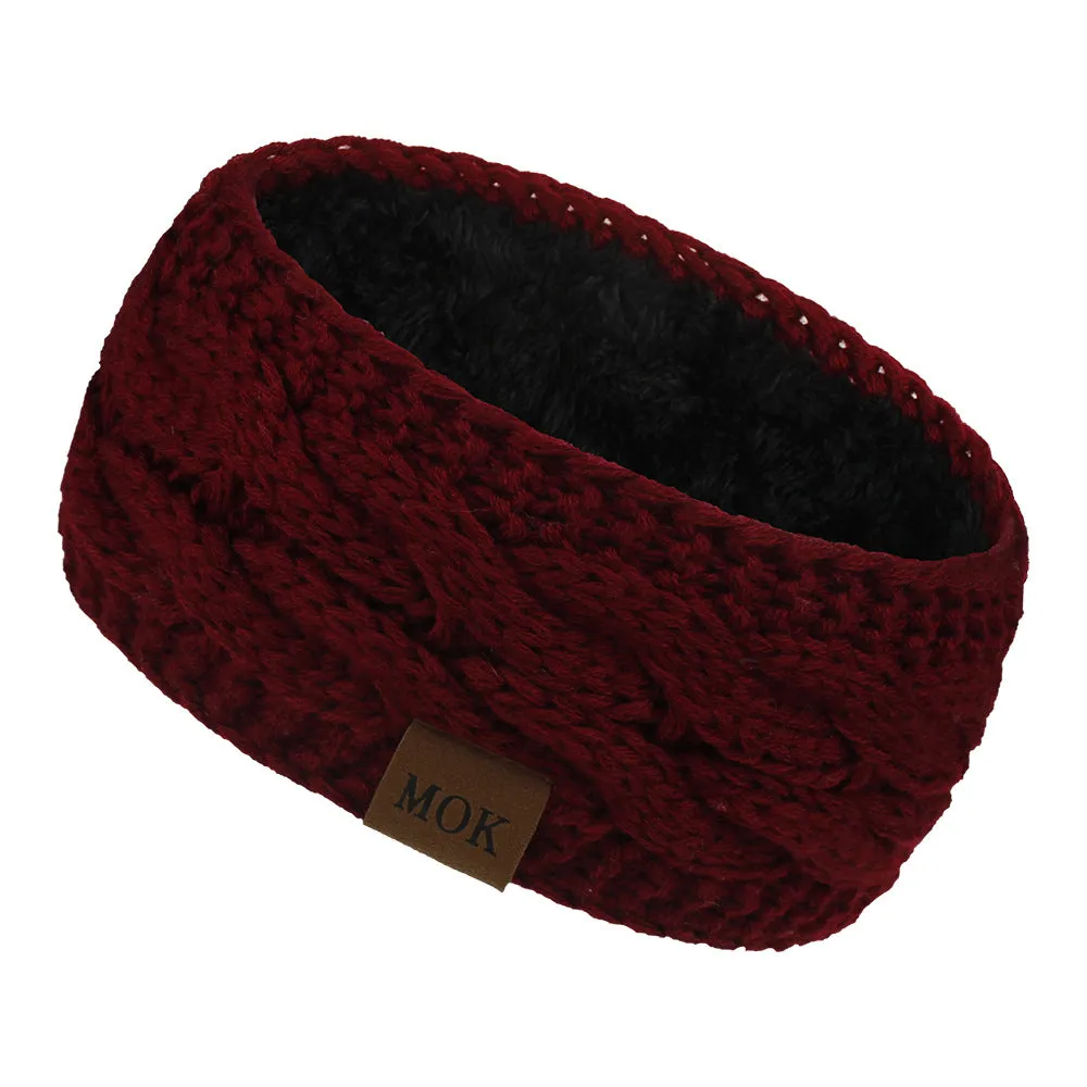 Women Headdress Protected Keep Warm Knitting Handmade Wide Side Fashion Sport Hairband
