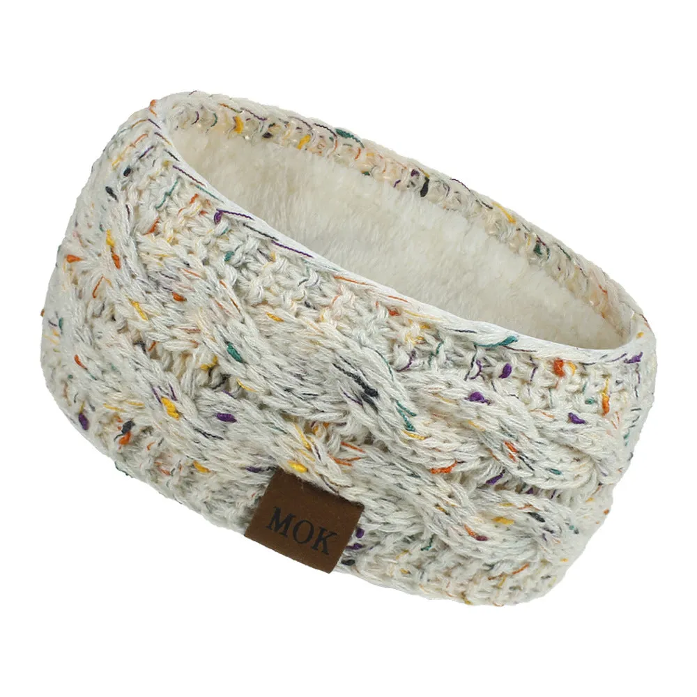 Women Headdress Protected Keep Warm Knitting Handmade Wide Side Fashion Sport Hairband