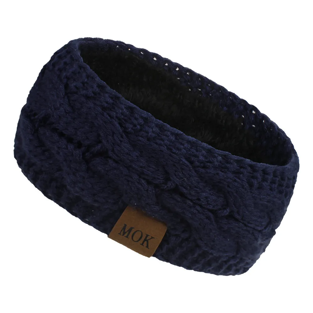 Women Headdress Protected Keep Warm Knitting Handmade Wide Side Fashion Sport Hairband