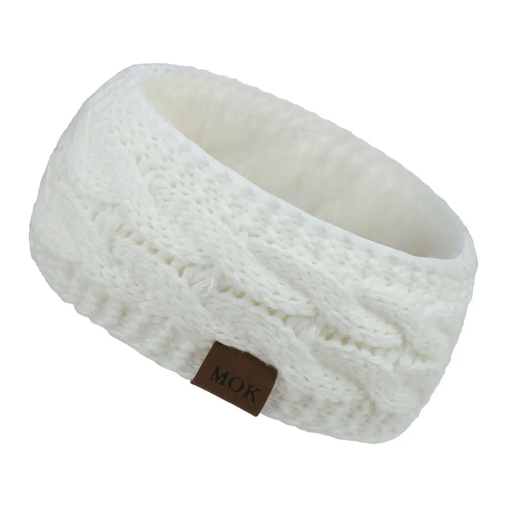 Women Headdress Protected Keep Warm Knitting Handmade Wide Side Fashion Sport Hairband