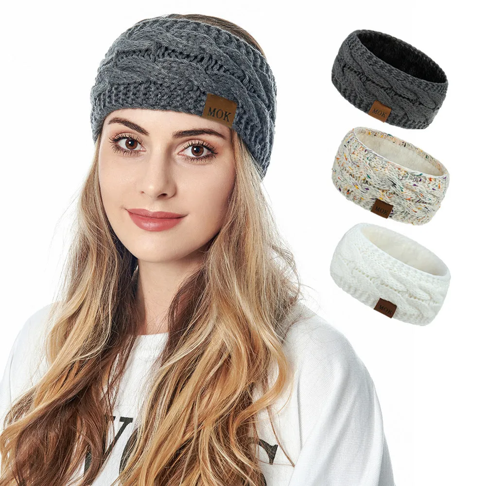 Women Headdress Protected Keep Warm Knitting Handmade Wide Side Fashion Sport Hairband