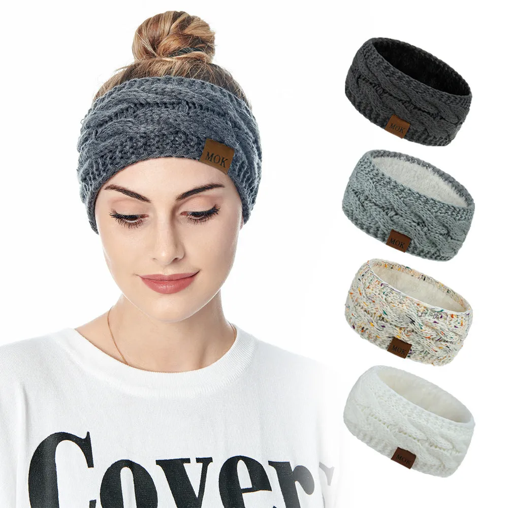 Women Headdress Protected Keep Warm Knitting Handmade Wide Side Fashion Sport Hairband