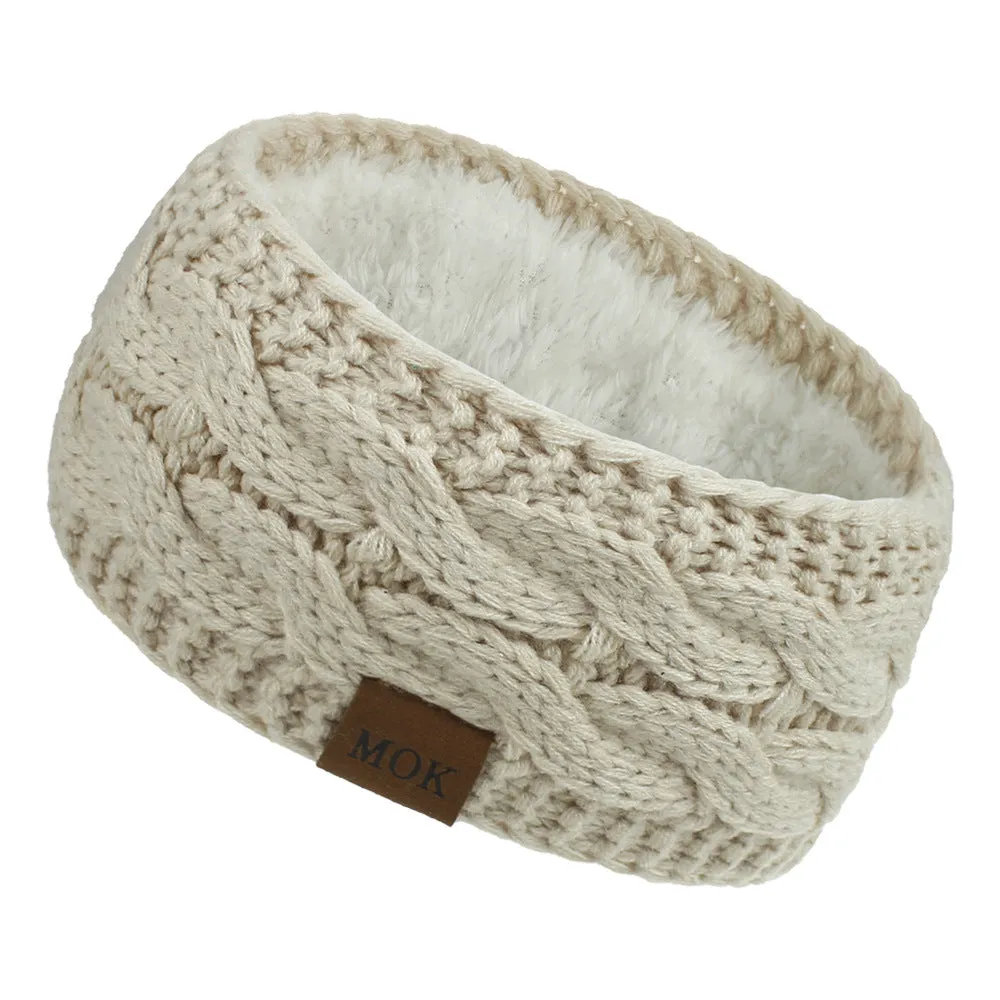 Women Headdress Protected Keep Warm Knitting Handmade Wide Side Fashion Sport Hairband