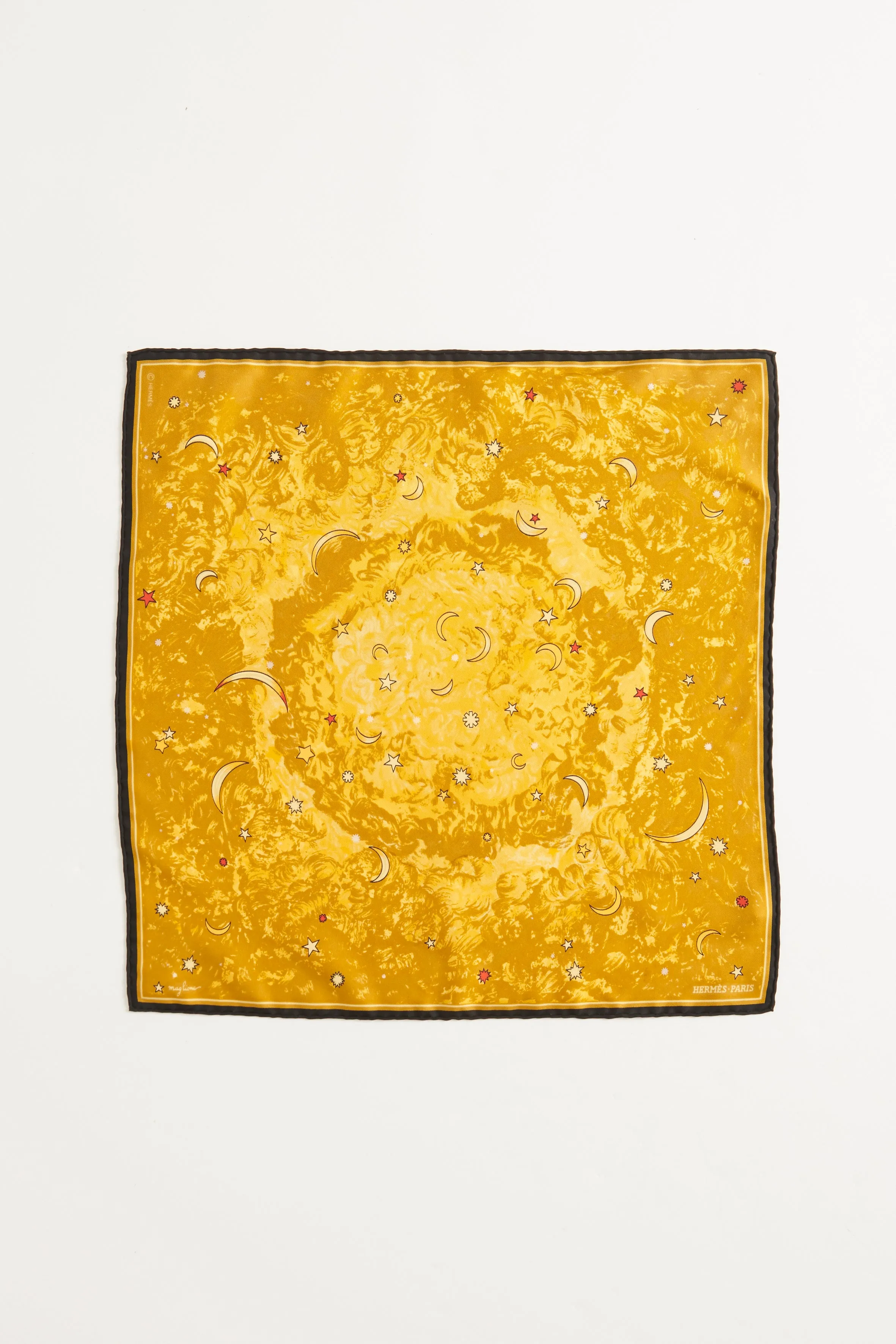 Yellow Silk Preowned 'Year Of The Stars' by Maglione Pocket Scarf